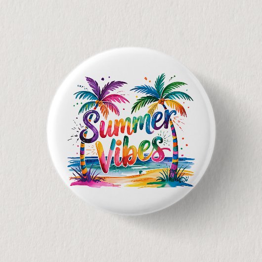Summer Vibes Ronde Button 3,2 Cm (Voorkant)