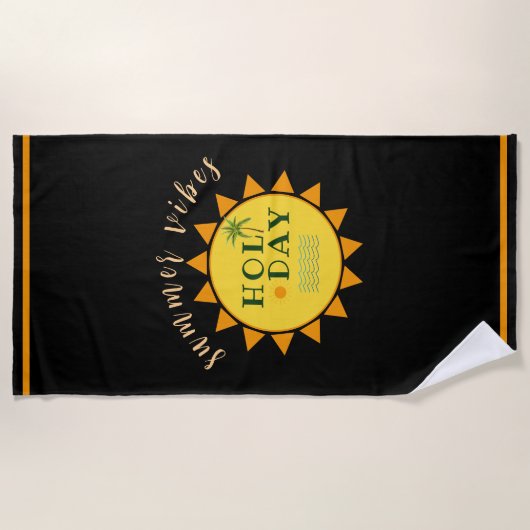 "Summer Vibes" Serviette de plage de vacances (Devant)