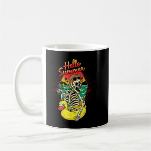 Summer Vibes Skeleton Funny Skeleton op strand Sun Koffiemok