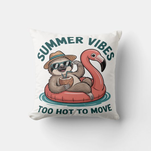 Summer Vibes Sloth Funny Lazy Float 2 Kussen (Voorkant)