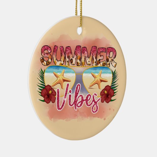 Summer Vibes | Starvissen | Kuststrand Keramisch Ornament (Rechts)