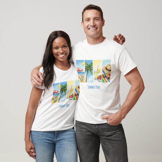 Summer Vibes Sublimation T-Shirt | Retro Beach Sce (Unisex)
