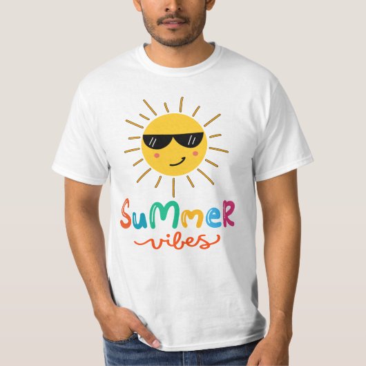 Summer Vibes Sun Men's White T-shirt (Voorkant)