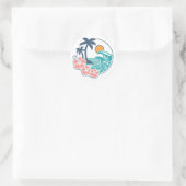 Summer Vibes Sunset Beach, Retro  Summer Ronde Sticker (Tas)