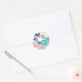 Summer Vibes Sunset Beach, Retro  Summer Ronde Sticker (Envelop)