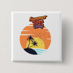 Summer vibes sunset vierkante button 5,1 cm