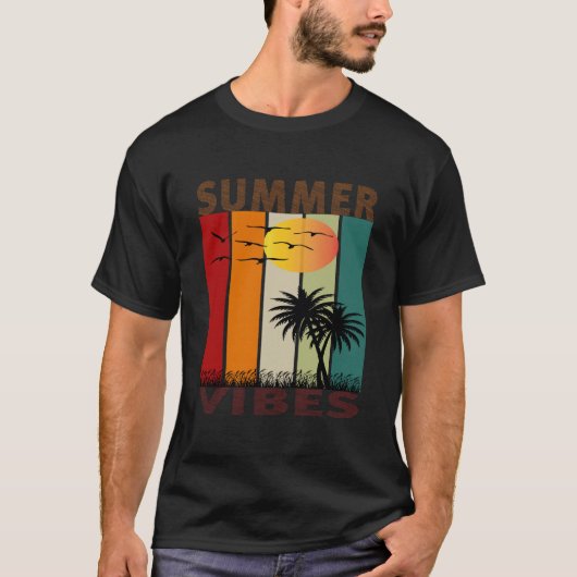 Summer Vibes T-Shirt Design met palmbomen (Voorkant)