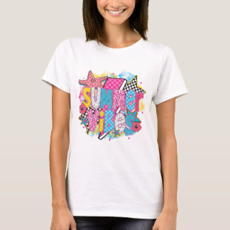 Summer Vibes Torn Collage - Retro Waterverf Beach T-shirt