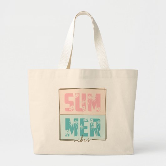 Summer Vibes Tropical Beach Retro  Grote Tote Bag (Voorkant)
