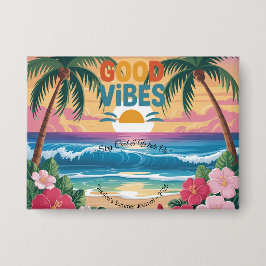 Summer Vibes Tropical Notitieboek Button