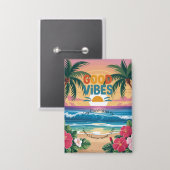 Summer Vibes Tropical Notitieboek Button (Voorkant / Achterkant)