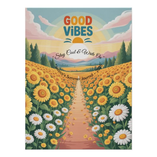 Summer Vibes Tropical Notitieboek Perfect Poster (Voorkant)