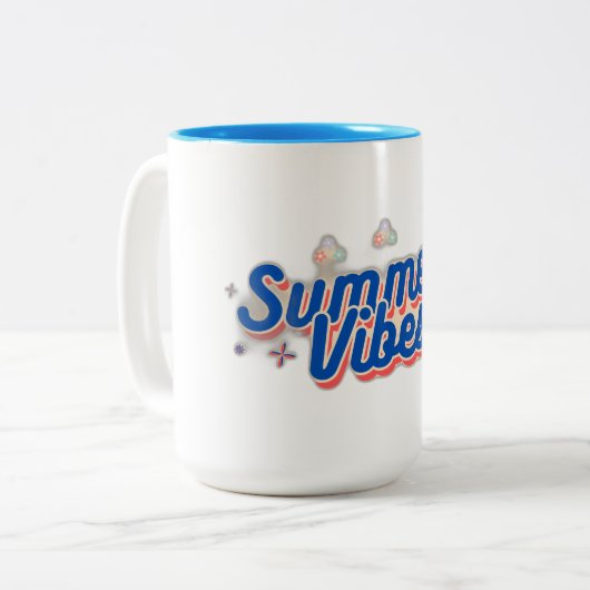 Summer Vibes Tweekleurige Koffiemok (Voorkant links)