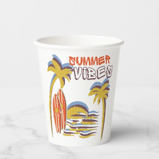 Summer Vibes Vakantie  Papieren Bekers (Voorkant)