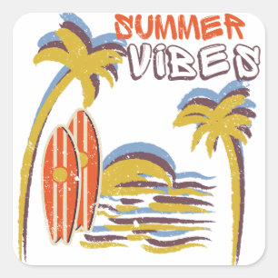 Summer Vibes Vakantie Vierkante Sticker