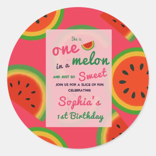 Summer Vibes Watermelon Party Uitnodigen Ronde Sticker (Voorkant)
