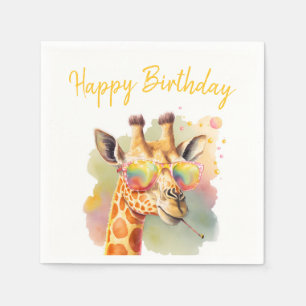 Summer Vibes Waterverf Giraffe - Happy Birthday Servet