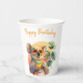 Summer Vibes Waterverf Koala - Happy Birthday Papieren Bekers (Voorkant)