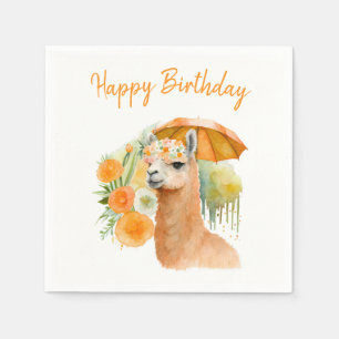 Summer Vibes Waterverf Llama - Happy Birthday Servet