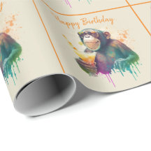 Summer Vibes Waterverf Monkey - Happy Birthday