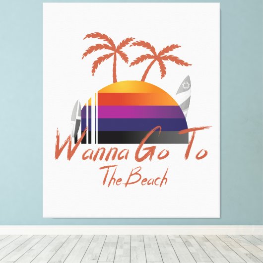Summer Vibes wil naar het strand Classic Canvas Afdruk (Insitu (Houten vloer))