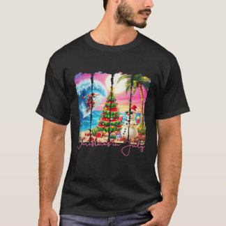 Summer Vibes Xmas in July Santa Surfing Beach Trip T-shirt