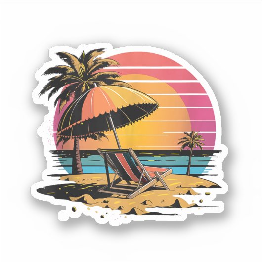 Summer Vibes Zee, zon en strand Sticker (Voorkant)