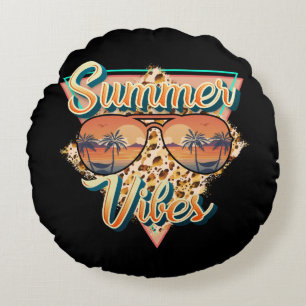 Summer Vibes zonnebril strandzonsondergang Rond Kussen