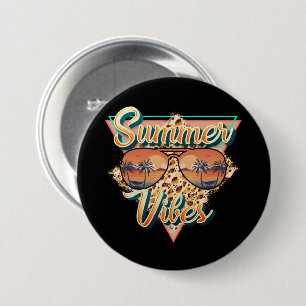 Summer Vibes    zonnebril   strandzonsondergang Ronde Button 7,6 Cm