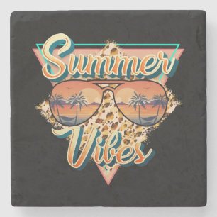 Summer Vibes zonnebril strandzonsondergang Stenen Onderzetter