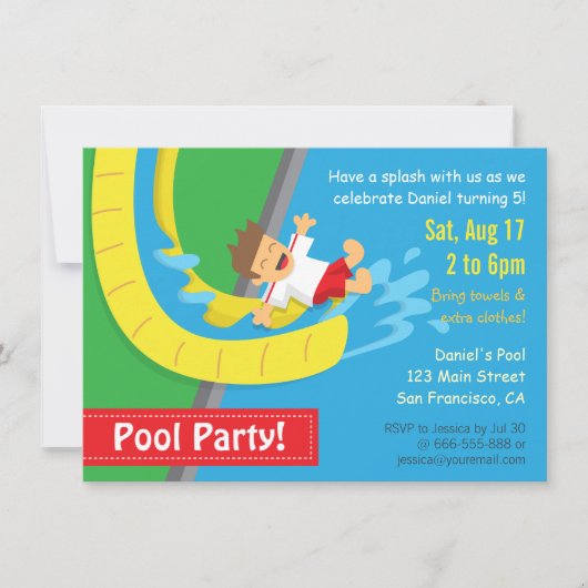 Summer Water Slide Birthday Pool Kaart (Voorkant)