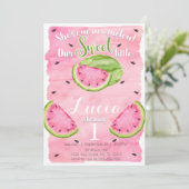 Summer Watermelon Birthday Party Invitation Invite Kaart (Staand voorkant)