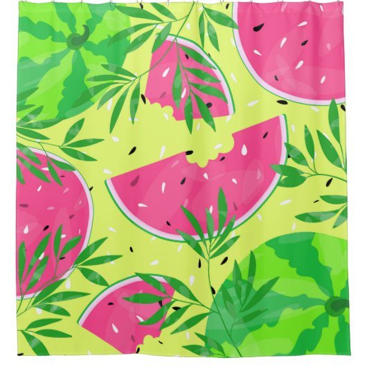 Summer Watermelon Branches Bright Tropical Douchegordijn (Voorkant)