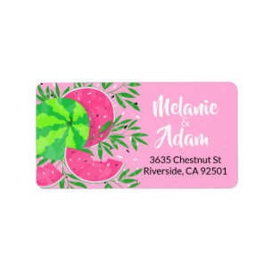 Summer Watermelon Branches Bright Tropical Etiket