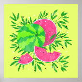 Summer Watermelon Branches Bright Tropisch Poster (Voorkant)