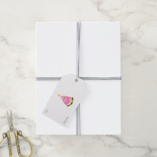 Summer Watermelon Christmas Tree Present Cadeaulabel (Met Touw)