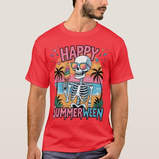 Summer Watermelon Jackolantern Happy Summerween Sk T-shirt (Voorkant)