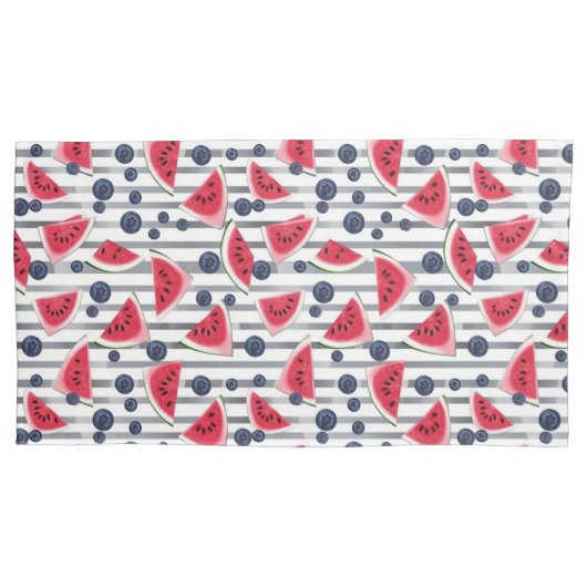 Summer Watermelon Stripes Kussensloop (Voorkant-Links)