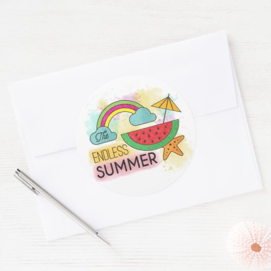 Summer Watermelon Sunshine Rainbow Sticker (Envelop)