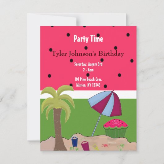 Summer Watermelon Theme Birthday Invitation Kaart (Voorkant)