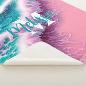 Summer Waves in Pink II Monogram Sherpa Deken (3/4)