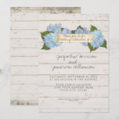 Summer Wedding BOHO Shiplap Wooden Board Hydrangea Kaart (Voorkant / Achterkant)