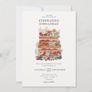 Summer Wedding Cake Invitation Kaart