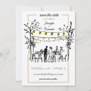 Summer Wedding hand geschetst Save the Date Kaart
