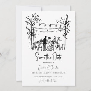 Summer Wedding hand geschetst Save the Date Kaart