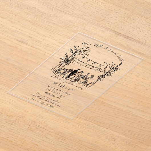 Summer Wedding schetste uitnodiging Acryl Uitnodigingen (Laagn)