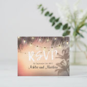 Summer Wedding String Lights Palm Tree RSVP Antwoo Uitnodiging Briefkaart (Staand voorkant)