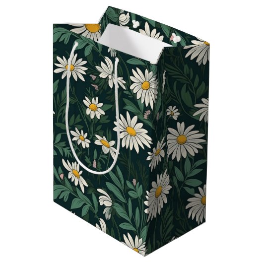 Summer White Daisy Meadow Medium Cadeauzakje (Achterkant Gekanteld)