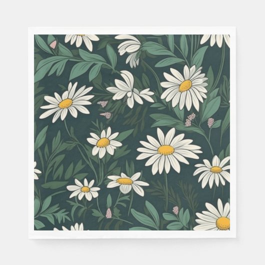 Summer White Daisy Meadow Servet (Voorkant)