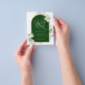 Summer White Roses Emerald Green Arch Wedding IV Flyer (Hand)